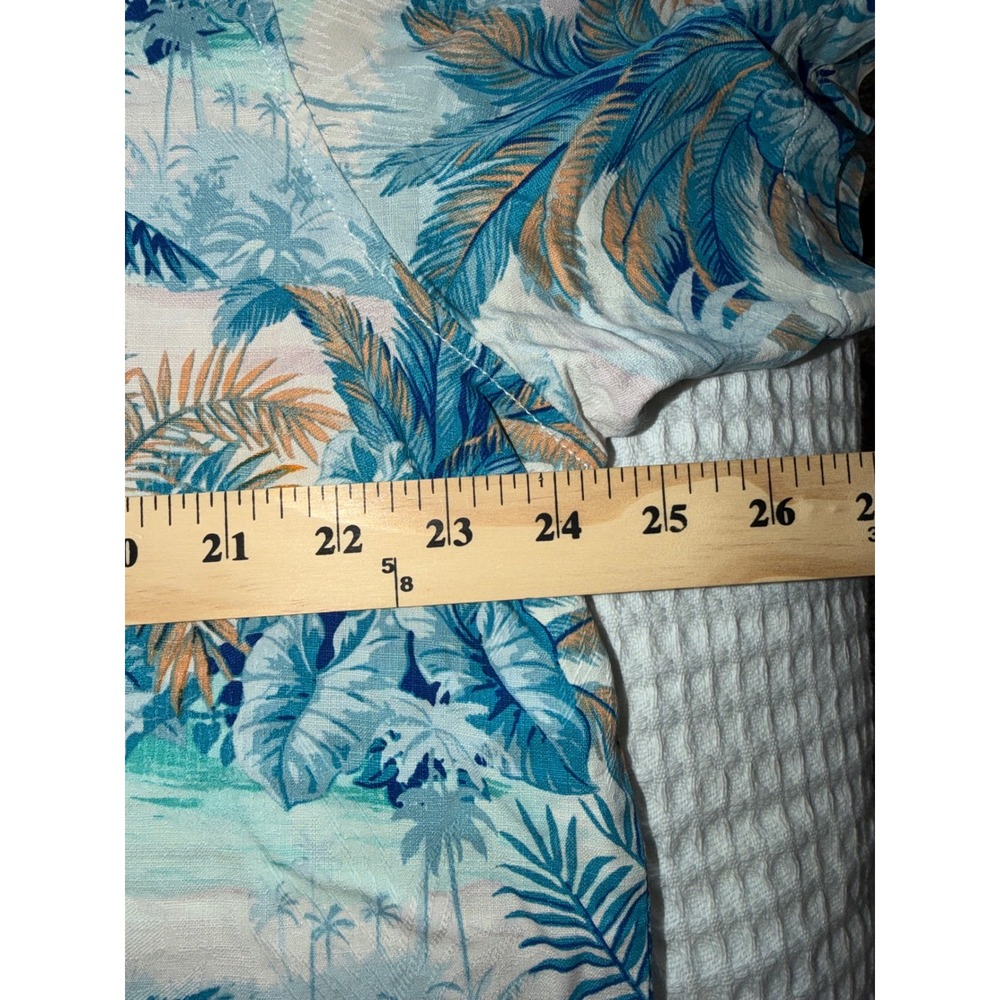 Tommy Bahama Button Down Shirt Mens XL Silk Blue Orange Tropical Palm Island - Picture 6 of 11